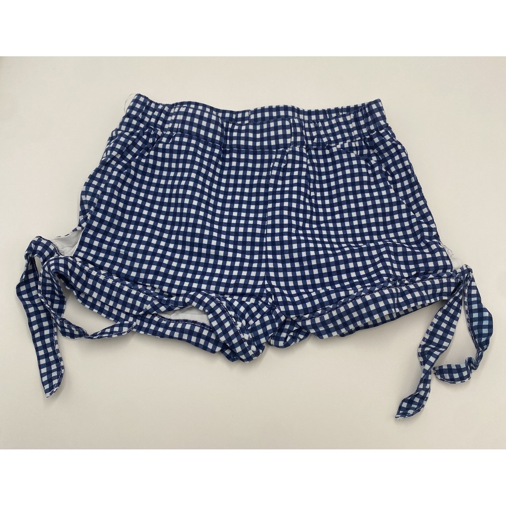 Minnow Toddler Girls Cotton Blend Side Tie Shorts Navy‎ White Check 2T